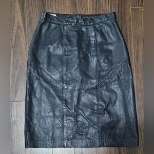 Vintage Bagatelle Leather Pencil Skirt Black Sz 6